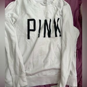 Victoria Secret PINK sweatshirt. In white with black lettering. Size large